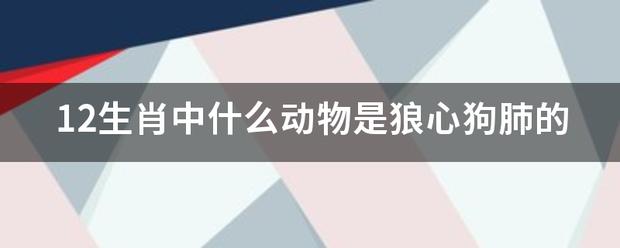 揭秘生肖谜底：狼心狗肺究竟指的是哪个生肖？ - 腿腿教学网